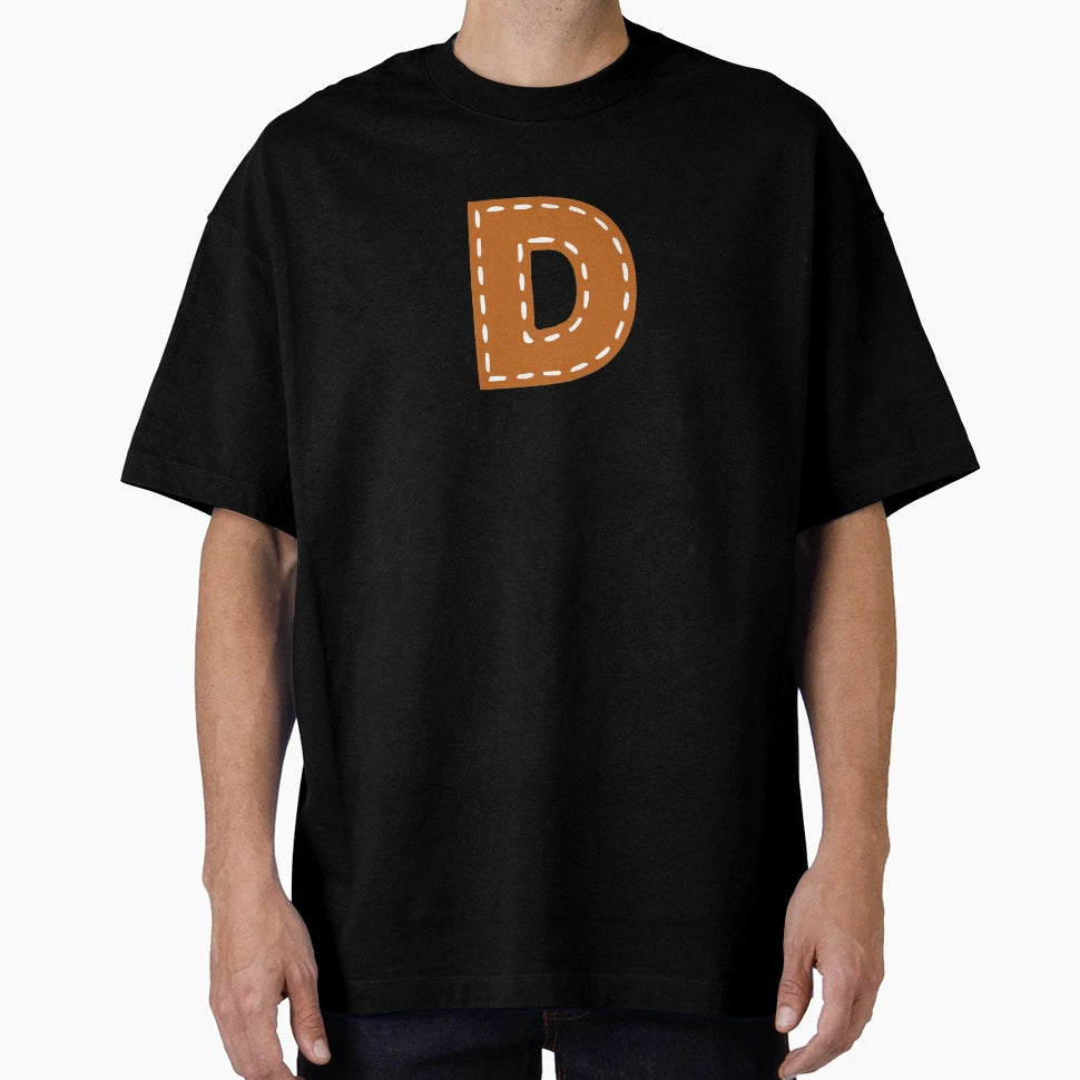 D Letter Sewn College Usa Leather T-Shirt - Unique Graphic for Adults - T-Shirt, Sweatshirt, Hoodie