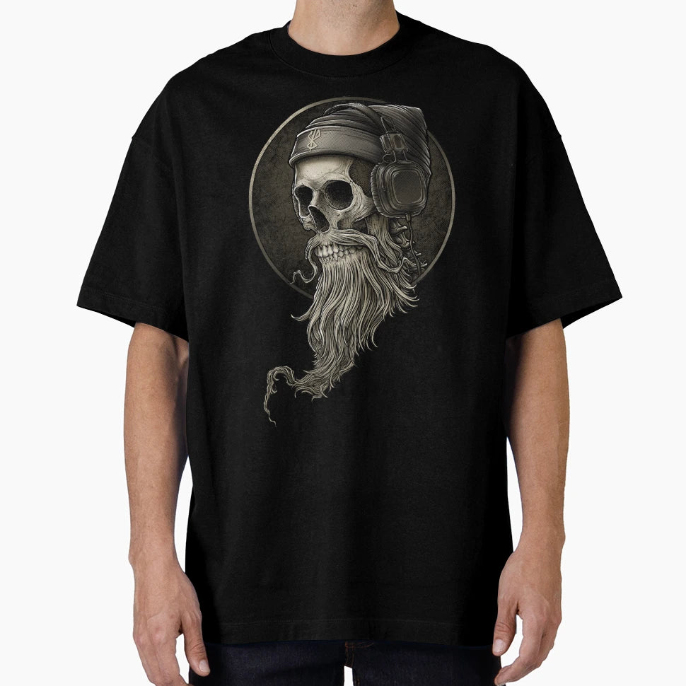 Viking Skull Beard Headphone T-Shirt - Streetwear Style Unisex - T-Shirt, Sweatshirt, Hoodie