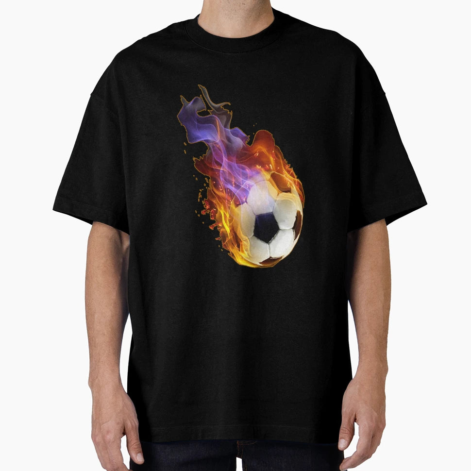 Soccer Ball Flames T-Shirt - Minimalist Print for Adults - T-Shirt, Sweatshirt, Hoodie