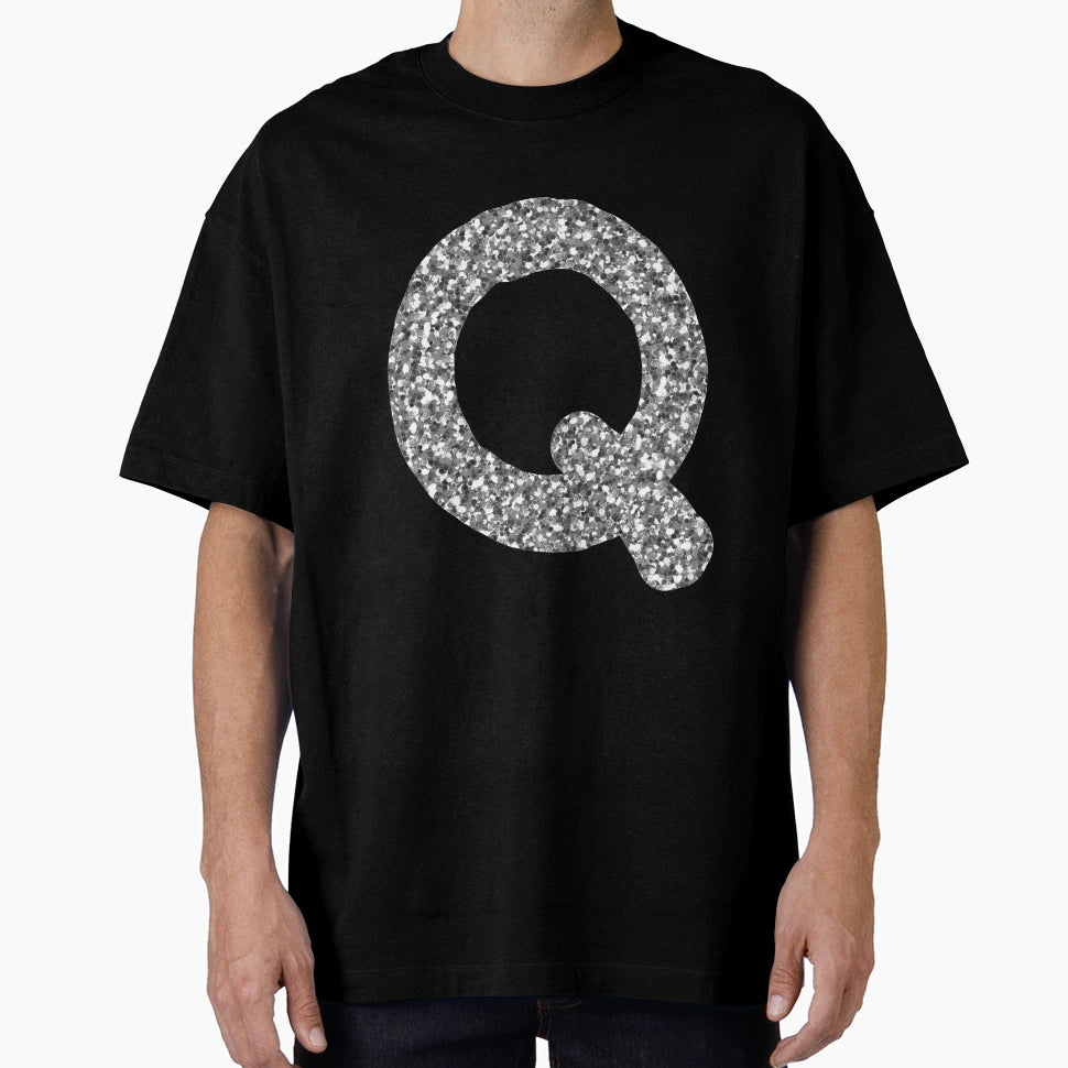 Silver Alphabet Q T-Shirt - Fun Novelty Design Men Women - T-Shirt, Sweatshirt, Hoodie