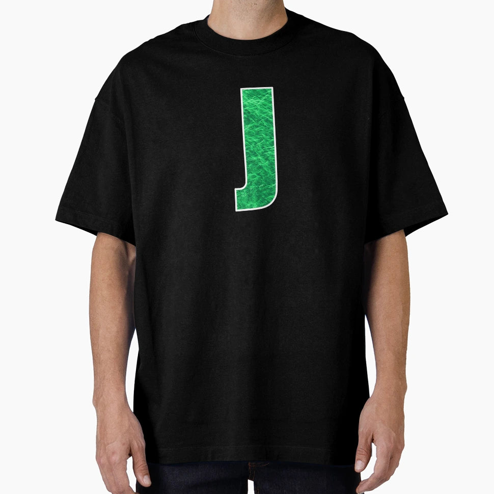 Letter J Green Water Wave Ocean Art T-Shirt - Aesthetic Graphic Men Women - T-Shirt, Sweatshirt, Hoodie