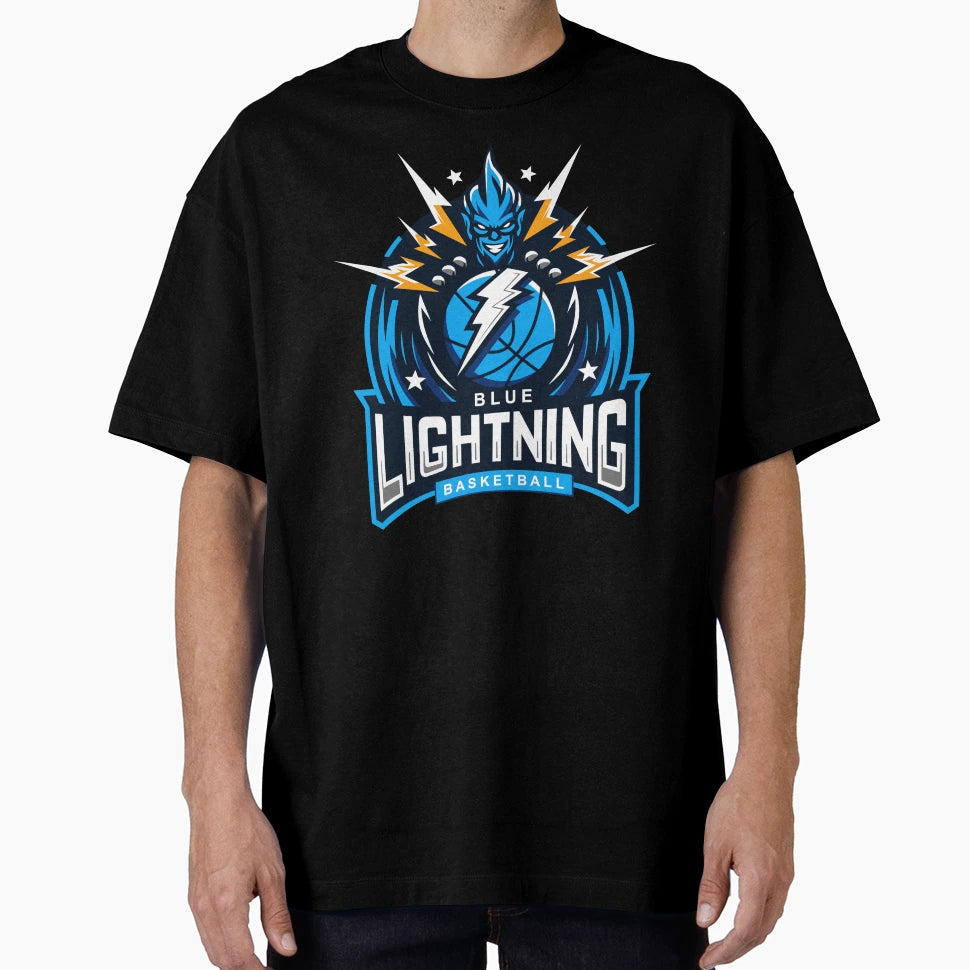 Blue Lightning Basketball T-Shirt - Novelty Apparel Men Women - T-Shirt, Sweatshirt, Hoodie