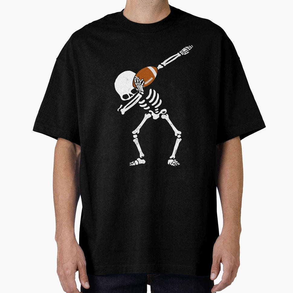 Halloween Dabbing Skeleton Football T-Shirt - Trendy Graphic for Adults - T-Shirt, Sweatshirt, Hoodie