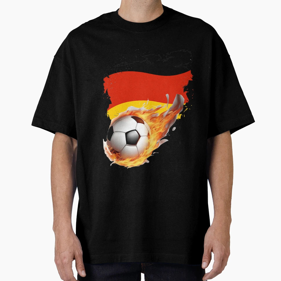 Flaming Football Germany Flag T-Shirt - Custom Art Print Men Women - T-Shirt, Sweatshirt, Hoodie