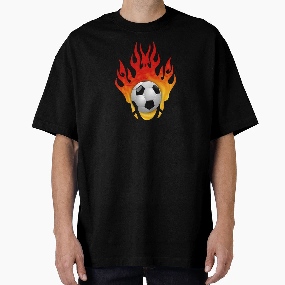Soccer Ball Flames T-Shirt - Trendy Graphic for Adults - T-Shirt, Sweatshirt, Hoodie