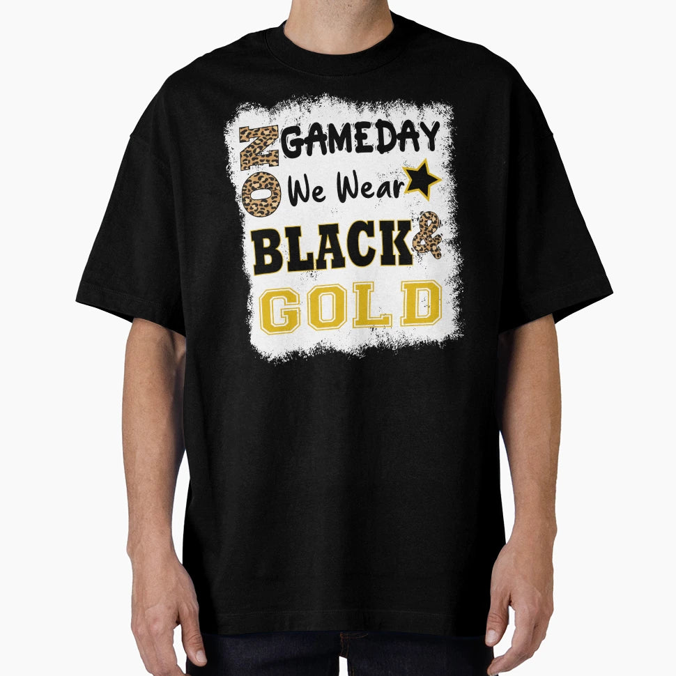 Gameday Football We Wear Gold And Black T-Shirt - Novelty Apparel Unisex - T-Shirt, Sweatshirt, Hoodie