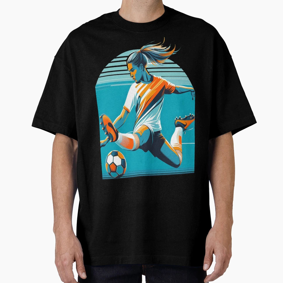 Soccer Player Kicking Soccer Ball T-Shirt - Graphic Print Unisex - T-Shirt, Sweatshirt, Hoodie