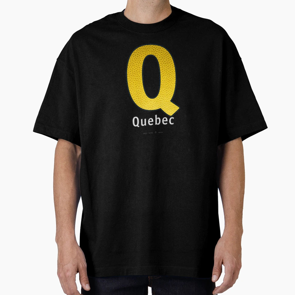 Quebec Navy Alphabet Leather T-Shirt - Trendy Graphic for Adults - T-Shirt, Sweatshirt, Hoodie
