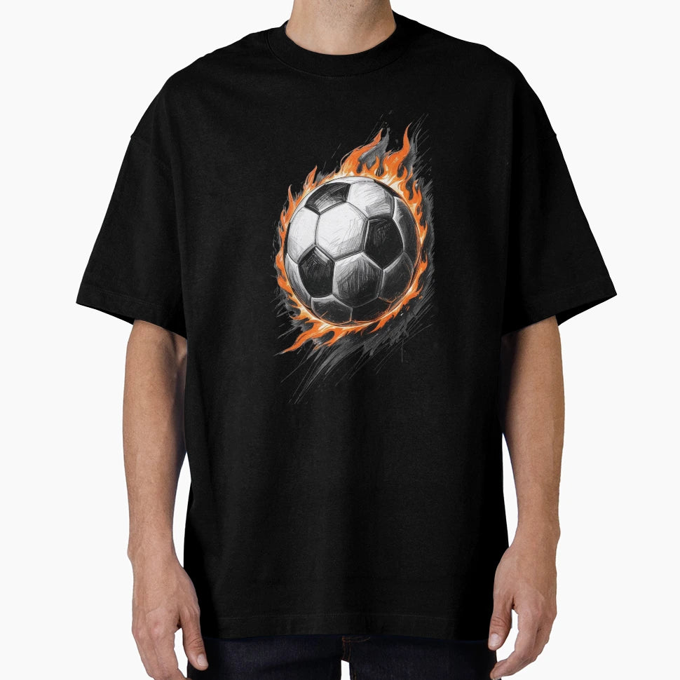 Soccer Ball Fire T-Shirt - Unique Graphic Unisex - T-Shirt, Sweatshirt, Hoodie