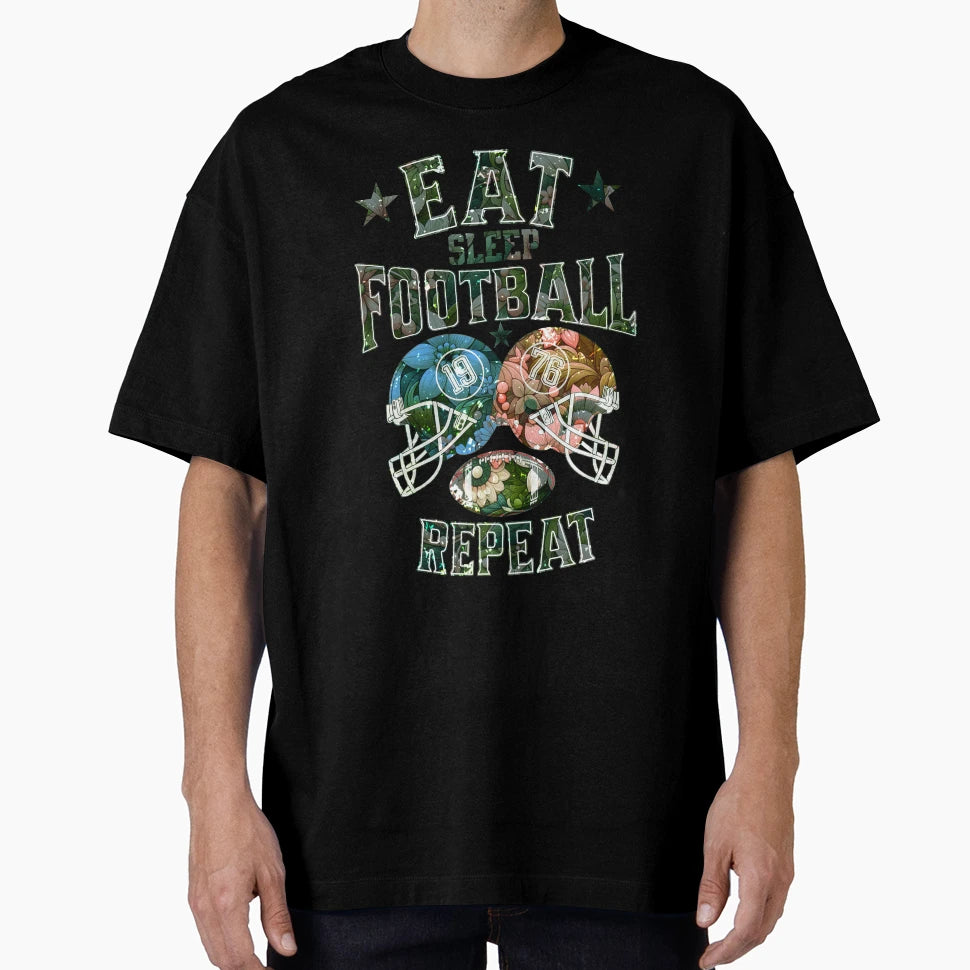 Eat Sleep Football Repeat T-Shirt - Graphic Print for Adults - T-Shirt, Sweatshirt, Hoodie