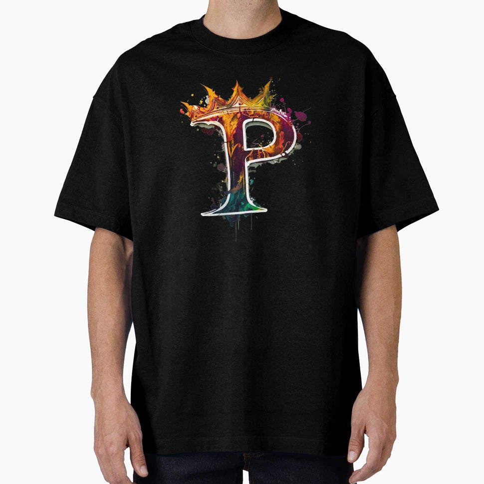 Graffiti Letter P Crown T-Shirt - Casual Everyday Wear Men Women - T-Shirt, Sweatshirt, Hoodie
