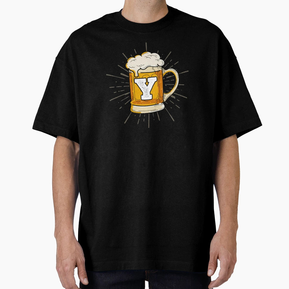 Monogram Y Frothy Cold Glass Beer T-Shirt - Novelty Apparel for Adults - T-Shirt, Sweatshirt, Hoodie