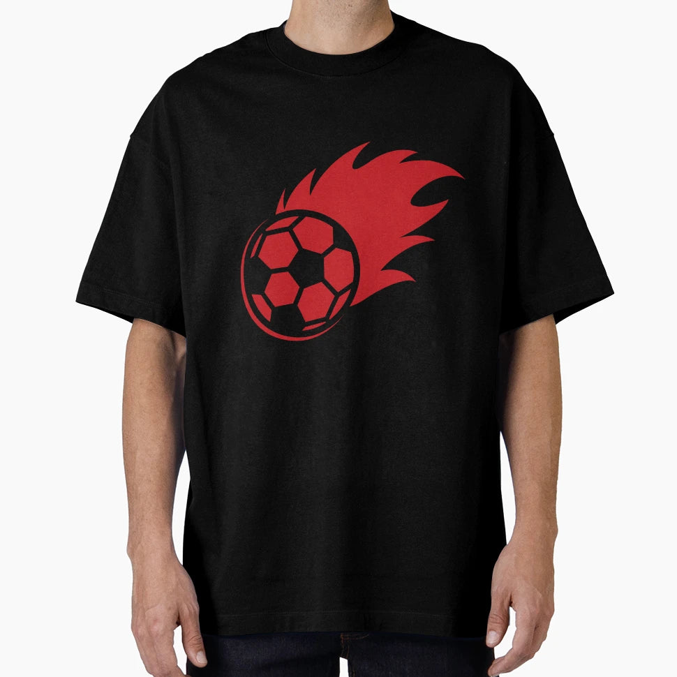 Football Red Fire Ball Football Ball T-Shirt - Custom Art Print Men Women - T-Shirt, Sweatshirt, Hoodie