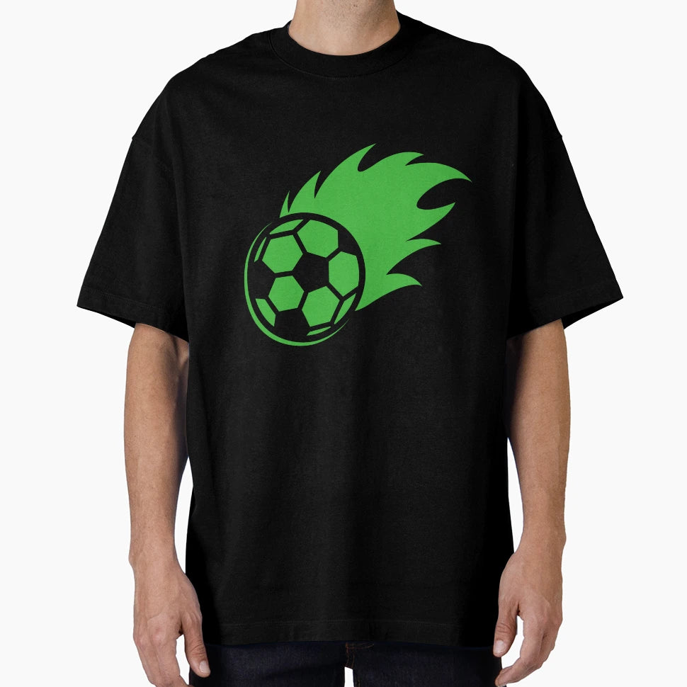 Football Green Fire Ball Football Ball T-Shirt - Unique Graphic Unisex - T-Shirt, Sweatshirt, Hoodie