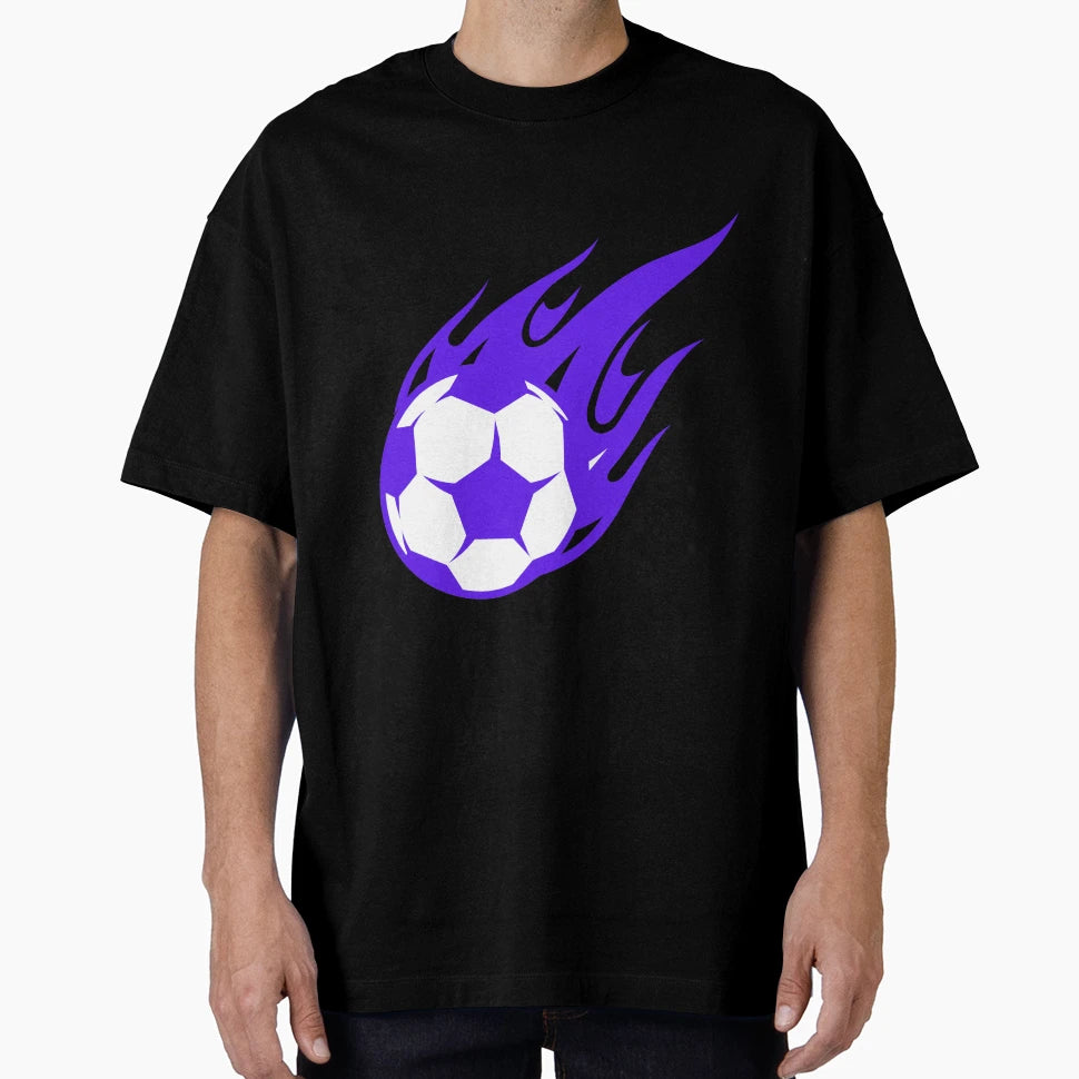 Football Purple Fireball Ball T-Shirt - Aesthetic Graphic Men Women - T-Shirt, Sweatshirt, Hoodie