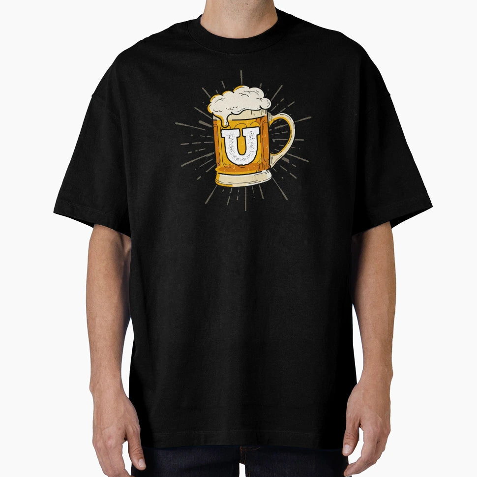 Monogram U Frothy Cold Glass Beer T-Shirt - Casual Everyday Wear for Adults - T-Shirt, Sweatshirt, Hoodie