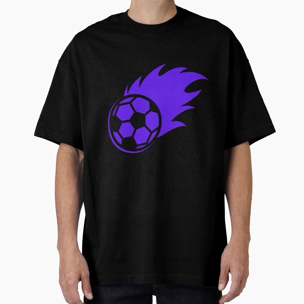 Football Purple Fire Ball Football Ball T-Shirt - Custom Art Print Unisex - T-Shirt, Sweatshirt, Hoodie