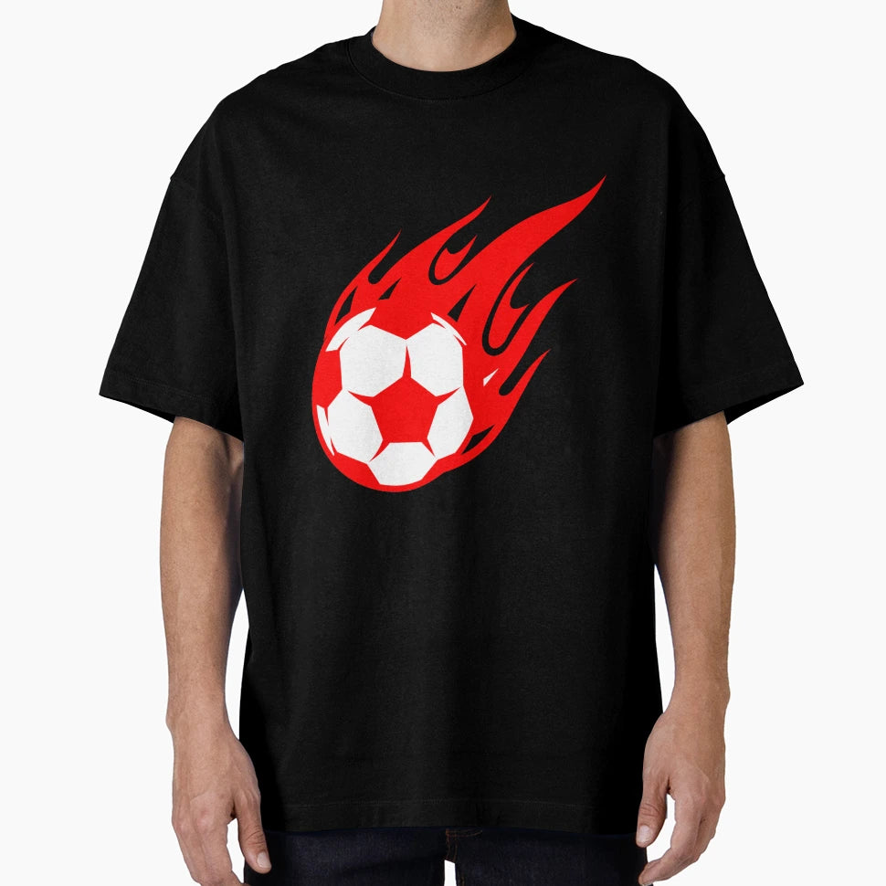 Football Red Fireball Ball Football T-Shirt - Fun Novelty Design Men Women - T-Shirt, Sweatshirt, Hoodie