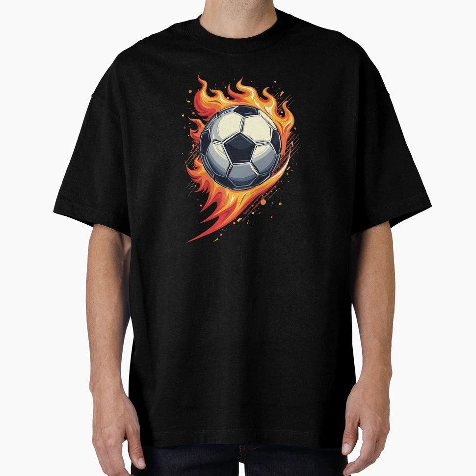 Fiery Soccer Ball Action T-Shirt - Custom Art Print Unisex - T-Shirt, Sweatshirt, Hoodie