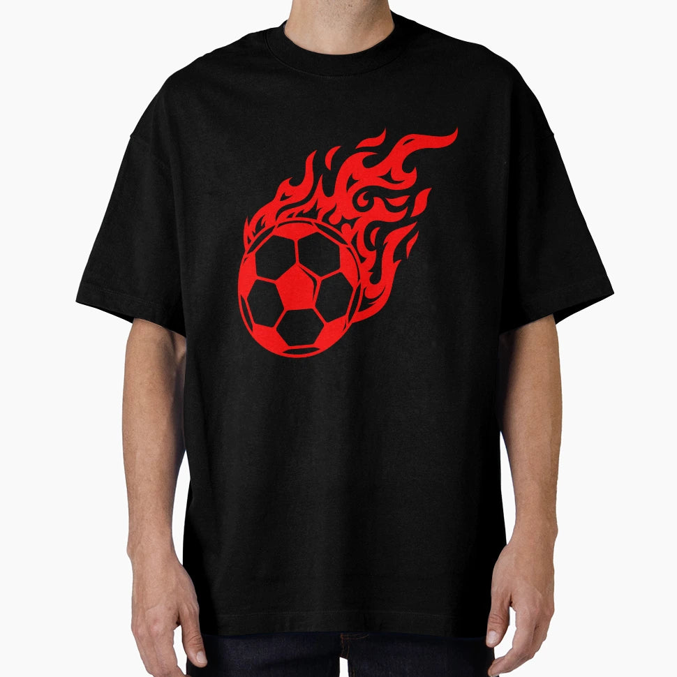 Football Red Fire Ball Football Ball T-Shirt - Casual Everyday Wear Unisex - T-Shirt, Sweatshirt, Hoodie