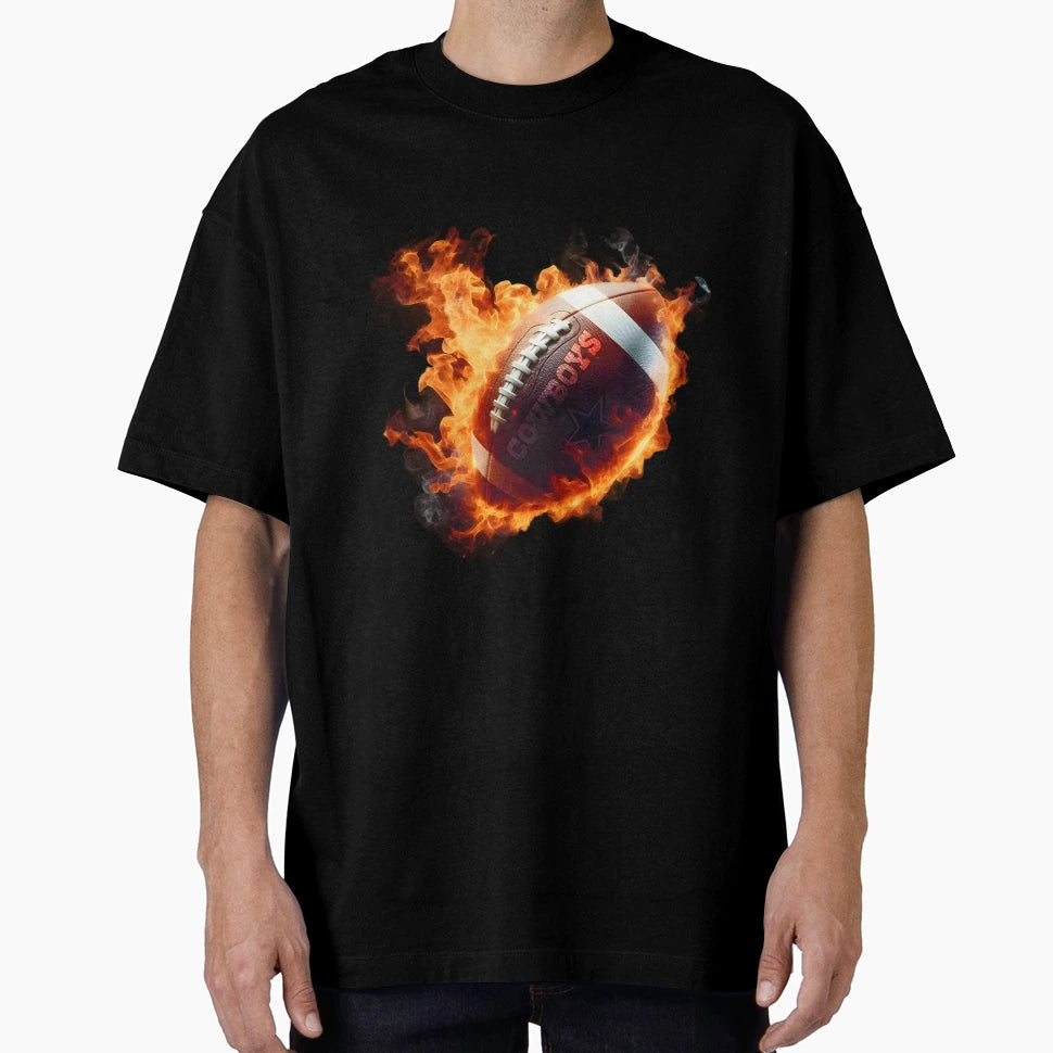 Dallas Cowboys Flaming Football T-Shirt - Novelty Apparel for Adults - T-Shirt, Sweatshirt, Hoodie