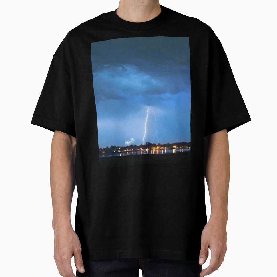 Lightning Raining Down Some Firework T-Shirt - Custom Art Print Unisex - T-Shirt, Sweatshirt, Hoodie