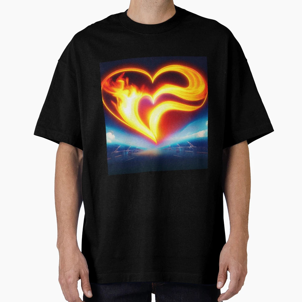 Fire Heart T-Shirt - Minimalist Print Men Women - T-Shirt, Sweatshirt, Hoodie