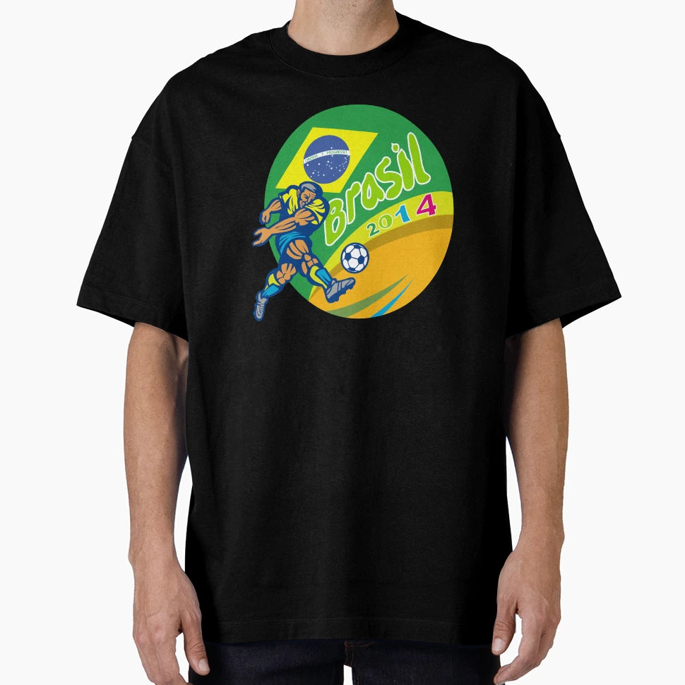 Brasil 2014 Football Player Kicking T-Shirt - Streetwear Style Men Women - T-Shirt, Sweatshirt, Hoodie