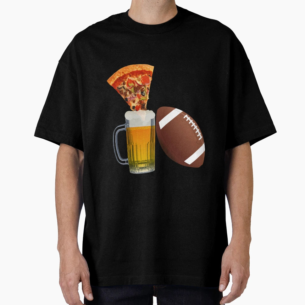 Beer Football And Pizza T-Shirt - Custom Art Print for Adults - T-Shirt, Sweatshirt, Hoodie