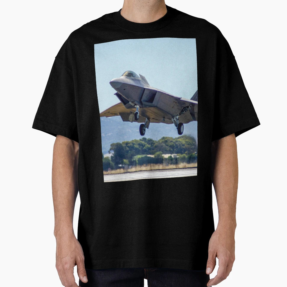 F 22A Raptor Stealth Fighter Landing T-Shirt - Streetwear Style for Adults - T-Shirt, Sweatshirt, Hoodie