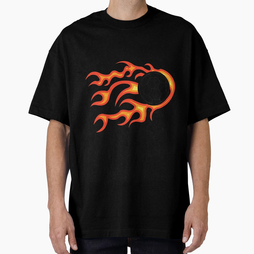 Soccer Ball Fire T-Shirt - Graphic Print Unisex - T-Shirt, Sweatshirt, Hoodie