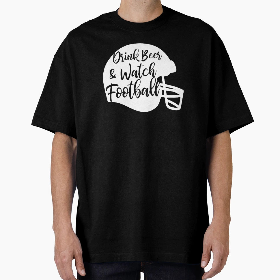 Drink Beer And Watch Football Distressed T-Shirt - Custom Art Print Unisex - T-Shirt, Sweatshirt, Hoodie