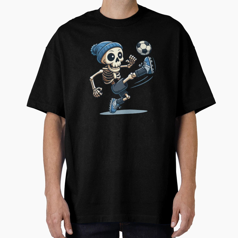 Halloween Spooky Skeleton Playing Soccer T-Shirt - Graphic Print Men Women - T-Shirt, Sweatshirt, Hoodie