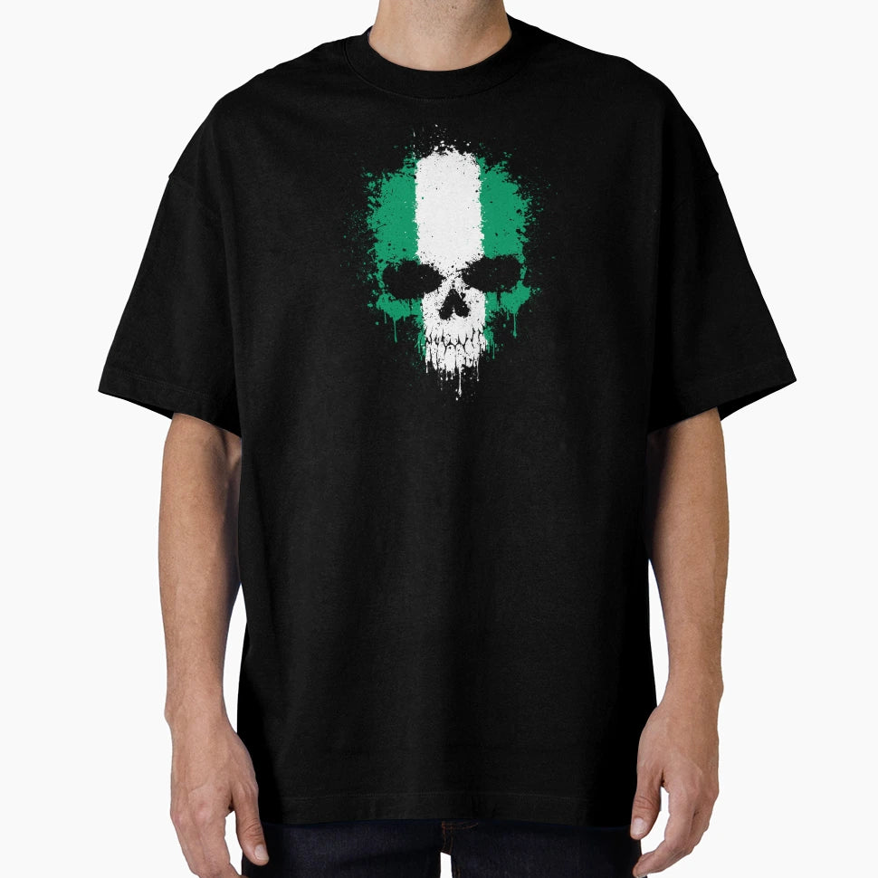 Chaotic Nigerian Flag Splatter T-Shirt - Casual Everyday Wear Men Women - T-Shirt, Sweatshirt, Hoodie