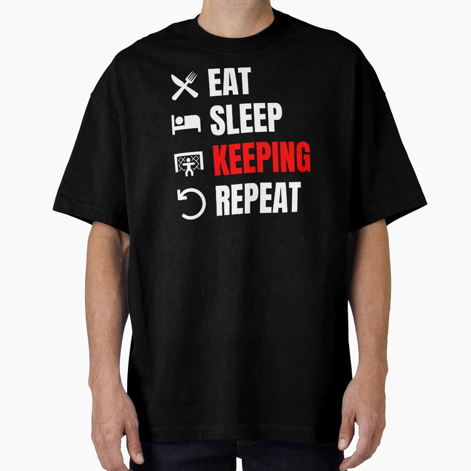 Eat Sleep Keeping Repeat Red T-Shirt - Trendy Graphic Unisex - T-Shirt, Sweatshirt, Hoodie