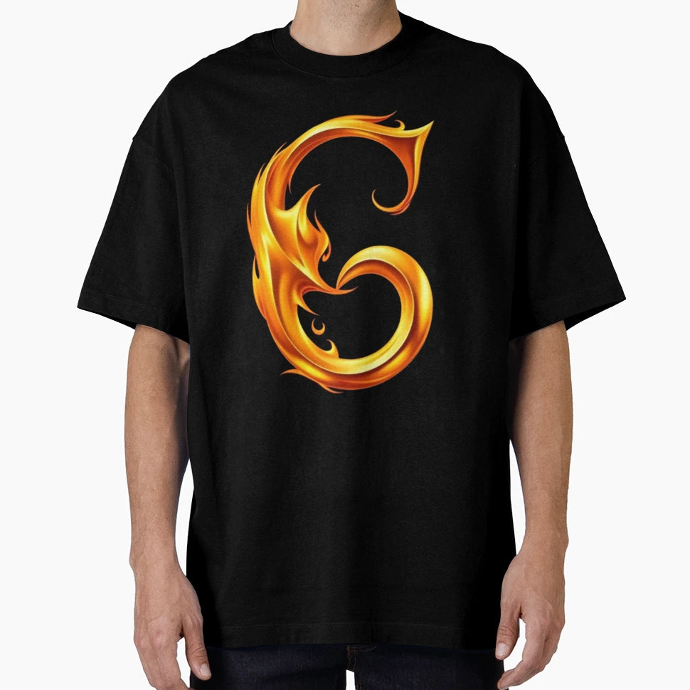 Golden Flame Letter G Luxury 3D T-Shirt - Novelty Apparel for Adults - T-Shirt, Sweatshirt, Hoodie