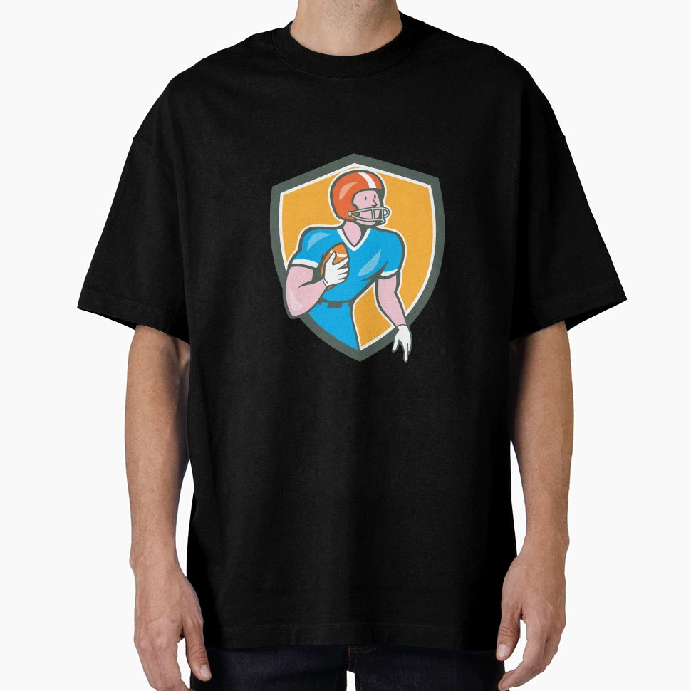 American Football Player Rusher Shield T-Shirt - Trendy Graphic Men Women - T-Shirt, Sweatshirt, Hoodie