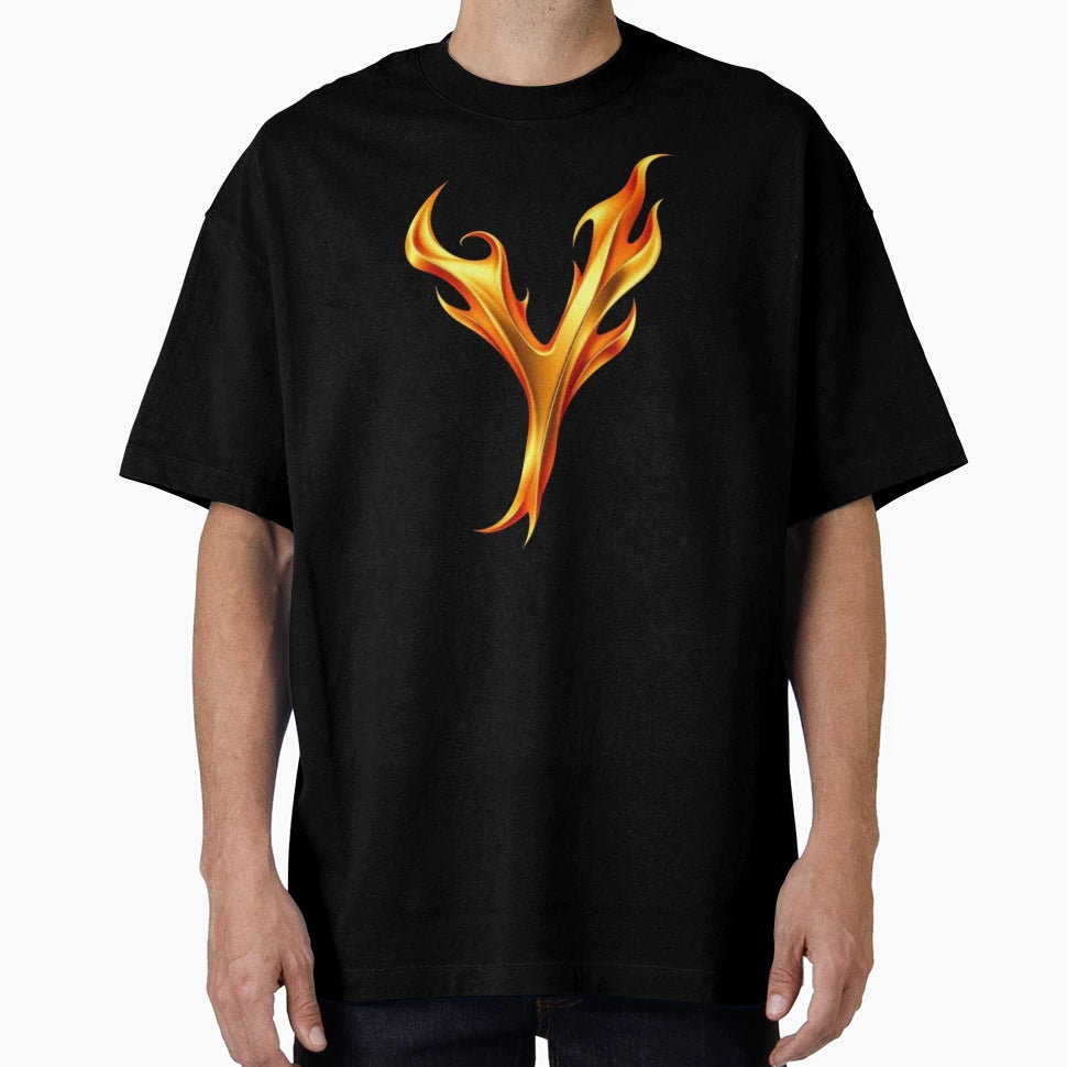 Golden Flame Letter Y Luxury 3D Alphabet T-Shirt - Graphic Print for Adults - T-Shirt, Sweatshirt, Hoodie