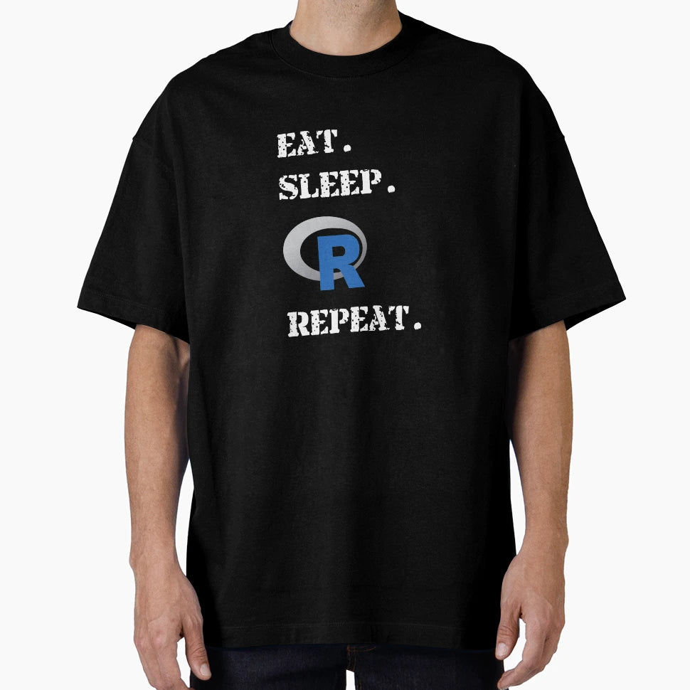 Eat Sleep R Repeat Language Logo T-Shirt - Aesthetic Graphic for Adults - T-Shirt, Sweatshirt, Hoodie