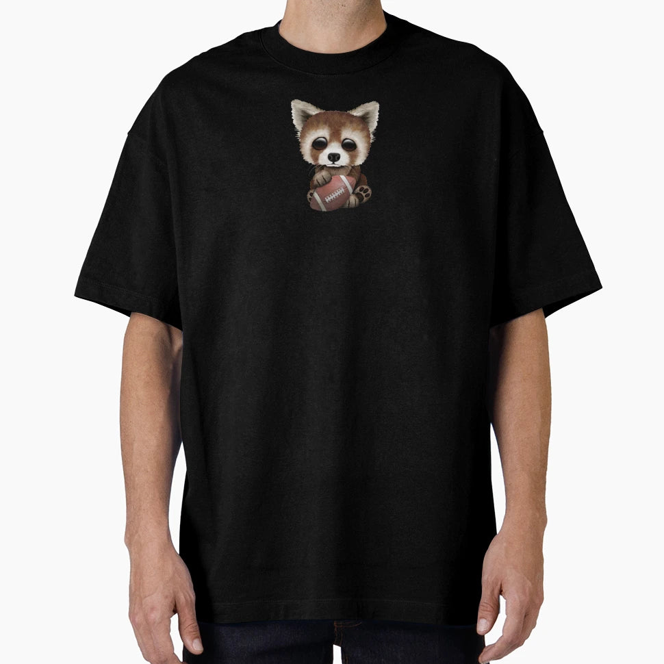 Red Panda Playing Football T-Shirt - Graphic Print Unisex - T-Shirt, Sweatshirt, Hoodie