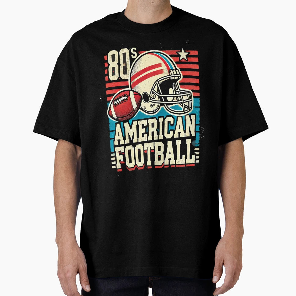 80S Football Helmet Ball T-Shirt - Graphic Print for Adults - T-Shirt, Sweatshirt, Hoodie