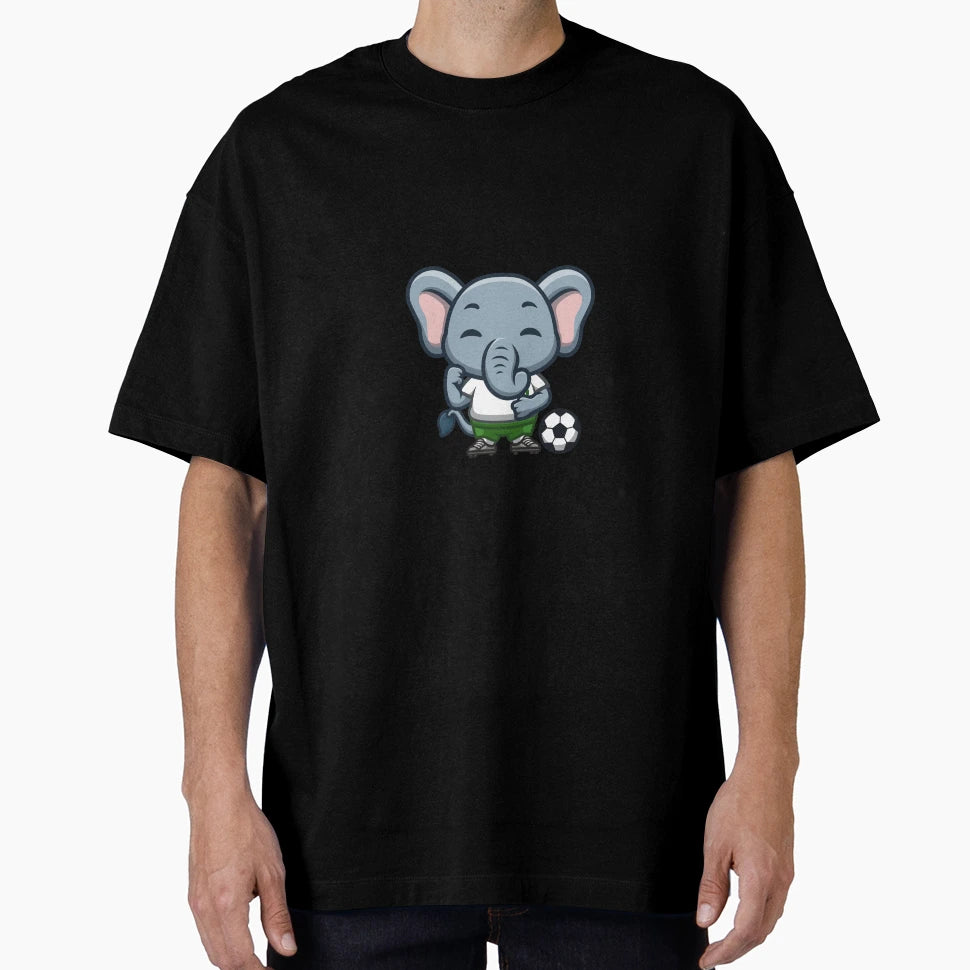 Elephant Football Cartoon T-Shirt - Fun Novelty Design Men Women - T-Shirt, Sweatshirt, Hoodie