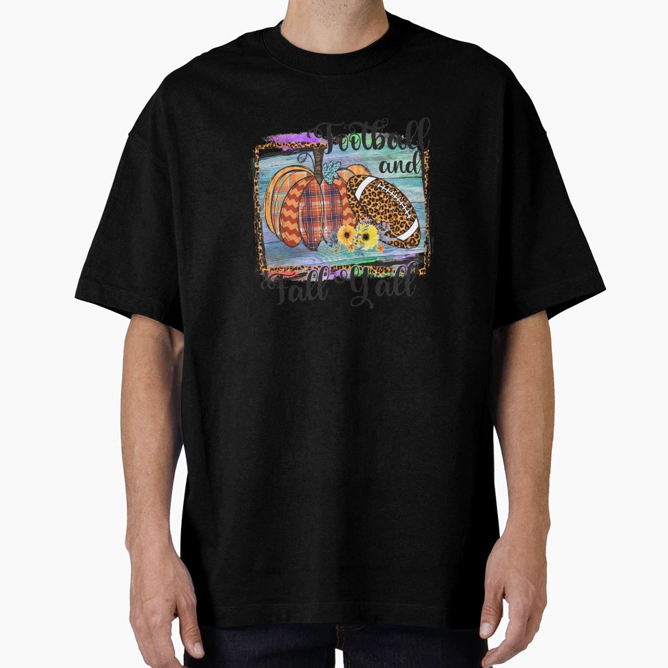 Football Fall Yall Leopard Autumn Season T-Shirt - Aesthetic Graphic Unisex - T-Shirt, Sweatshirt, Hoodie