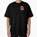 Q Bubblegum Glitter Varsity Letter Patches T-Shirt - Graphic Print Unisex - T-Shirt, Sweatshirt, Hoodie
