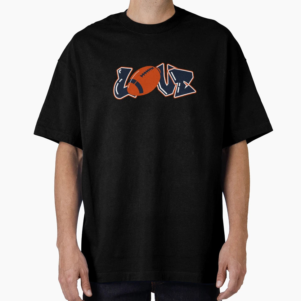 Love Football Orange Navy Blue Graffiti T-Shirt - Minimalist Print Unisex - T-Shirt, Sweatshirt, Hoodie