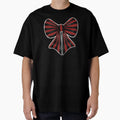 Goth Red And Black Striped Bow T-Shirt - Streetwear Style Unisex - T-Shirt, Sweatshirt, Hoodie