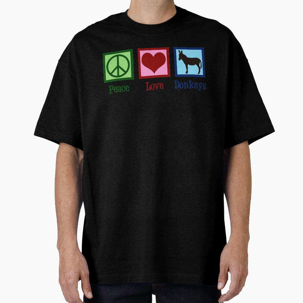 Peace Love Donkeys T-Shirt - Custom Art Print for Adults - T-Shirt, Sweatshirt, Hoodie