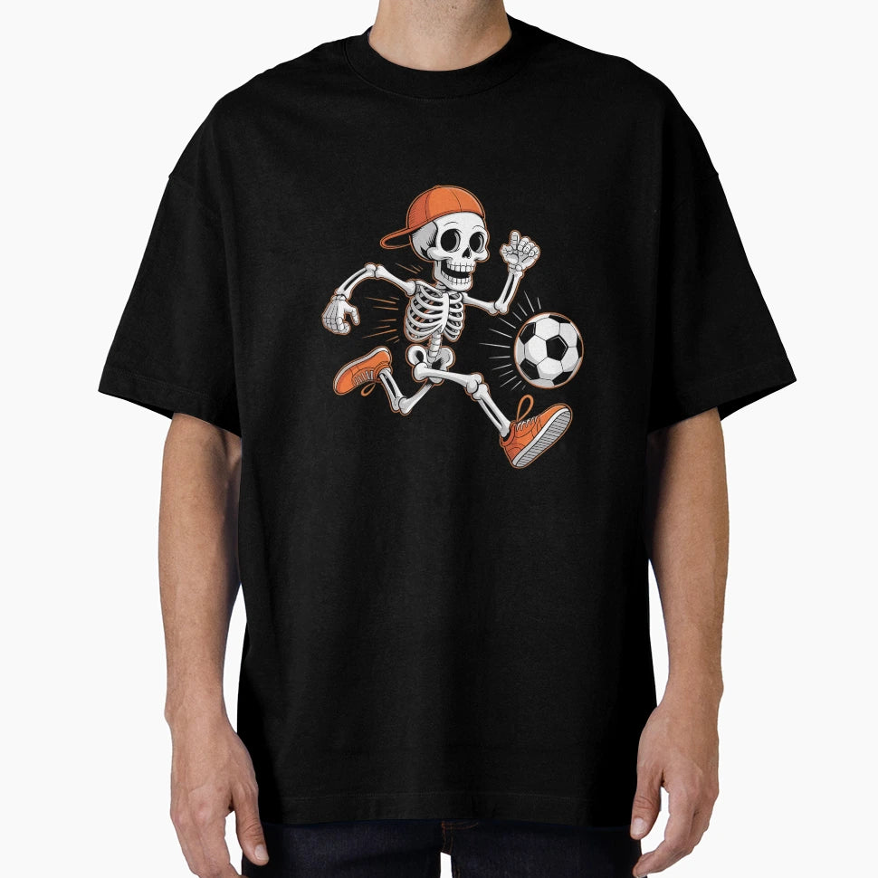 Halloween Skeleton Soccer Football T-Shirt - Casual Everyday Wear Unisex - T-Shirt, Sweatshirt, Hoodie