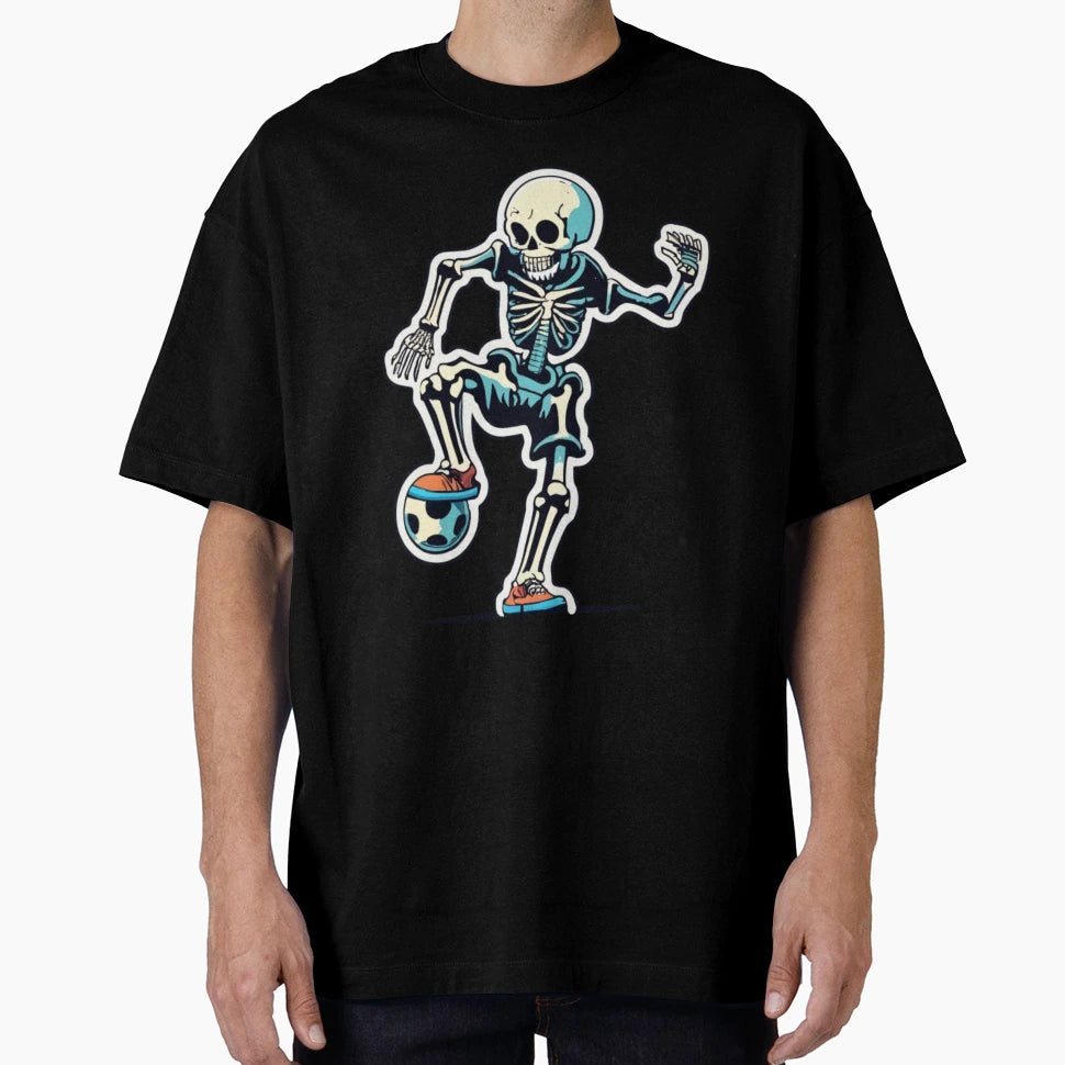 Skeleton Halloween Soccer Player T-Shirt - Minimalist Print for Adults - T-Shirt, Sweatshirt, Hoodie