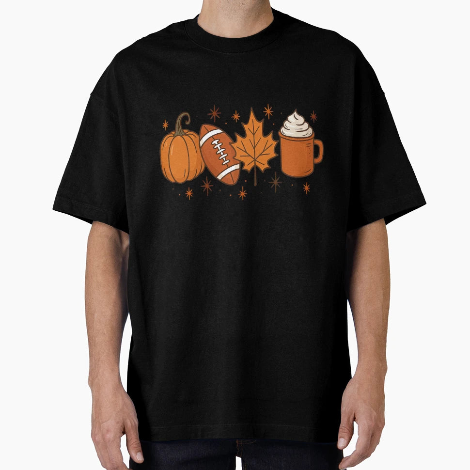 Autumn Pumpkin Football And Fall Mug T-Shirt - Trendy Graphic for Adults - T-Shirt, Sweatshirt, Hoodie
